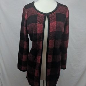 New Directions Buffalo Check Plaid Long Cardigan